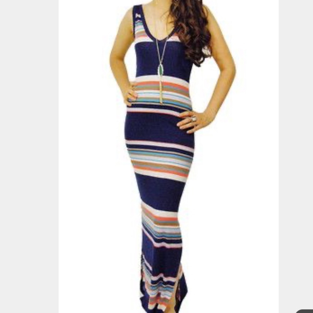 Revolve bodycon striped festival fitted maxi dress sm